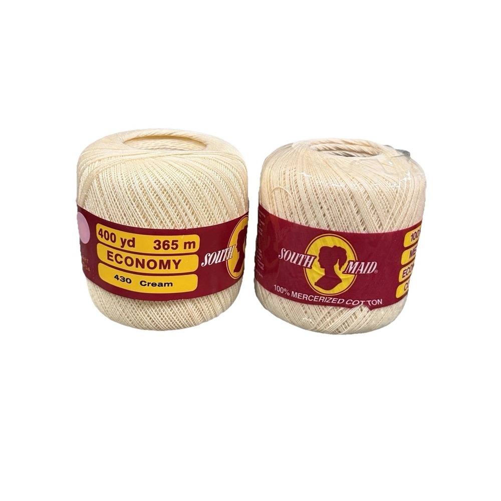 New SOUTH MAID Crochet Thread Size 10 Cream #430 Lot of 2‎